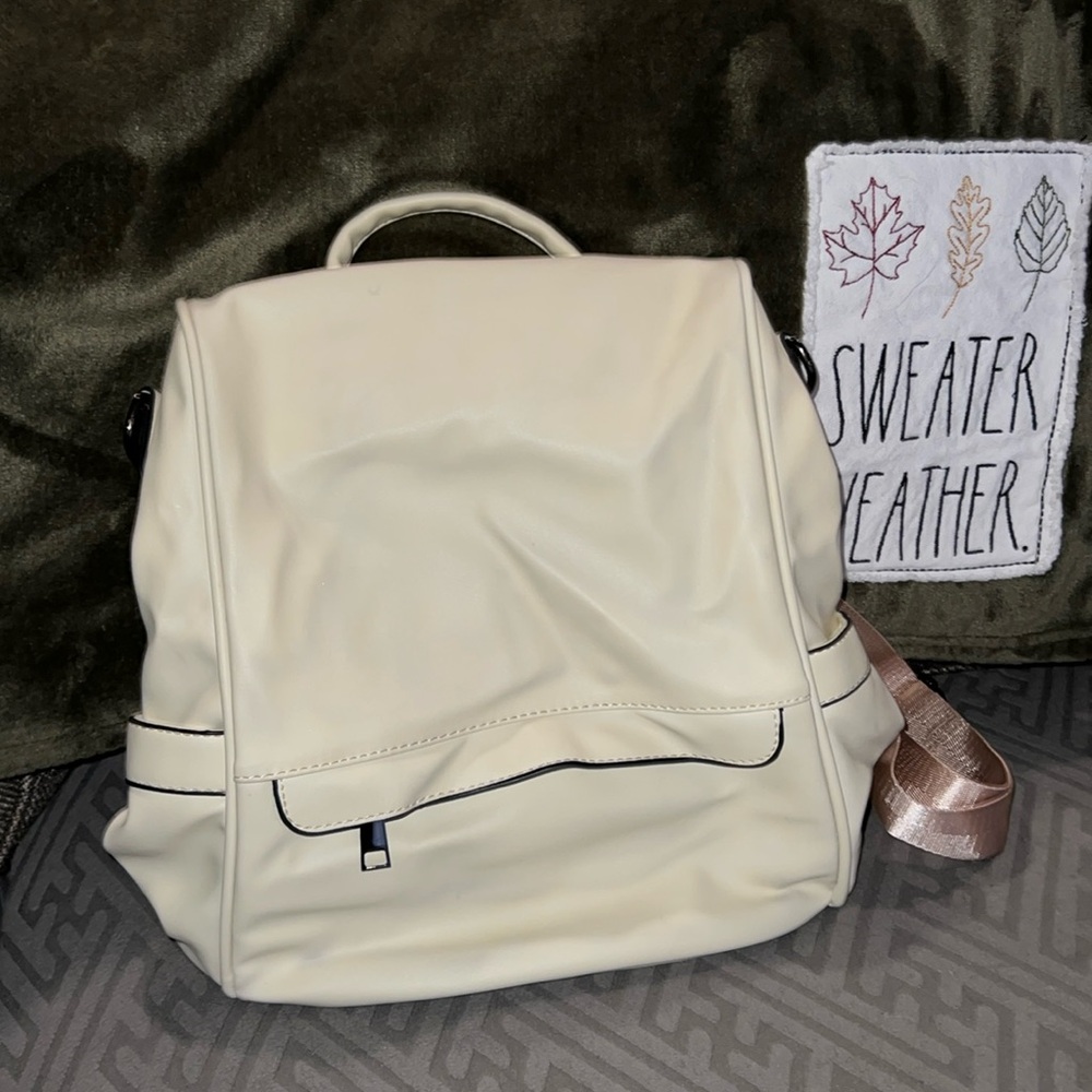 Cream Backpack Purse
